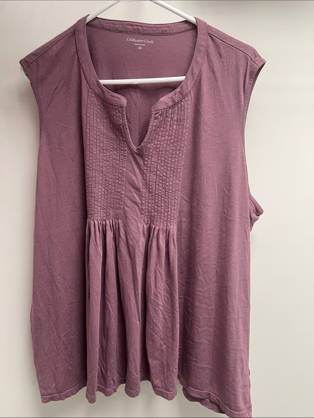 Coldwater Creek Purple Pintuck Peplum Tank Top